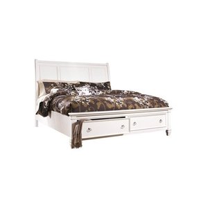 lot 72778 image: Signature Design By Ashley Prentice White Queen Sleigh Headboard Only, Inner Trim Damaged