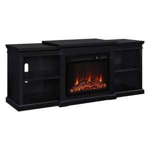 lot 72819 image: Ameriwood Home Manchester Electric Fireplace TV Stand for TVs up to 70, Black, Some Minor Damage