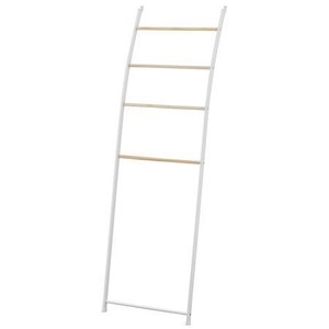 lot 72825 image: MyGift 4 Bar White Metal Bath Towel Ladder, Wall-Leaning Drying Rack Stand