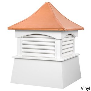 lot 73759 image: Good Directions Vinyl Coventry Louvered Cupola with Pure Copper Roof,  Maintenance Free Solid Cellular PVC Vinyl, 22 x 29, Quick Ship, Reinforced Roof and Louvers, Cupolas