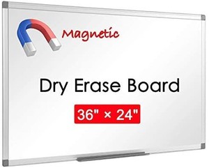 lot 73791 image: 36 x 24, Aluminum Alloy Frame, Honeycomb Core, Magnetic Dry Erase Board, White Board, Magnetic Whiteboard, Whiteboard, Magnetic White Board, White Boards for Wall, Large Whiteboard, 1 Pack (DENTED SEE PICTURES)