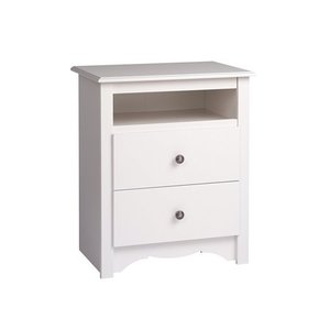 lot 73793 image: Prepac Monterey White 2-Drawer Tall Night Stand (One Piece Cracked)