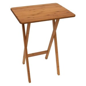 lot 73798 image: XBrand Modern Multi-Purpose Bamboo Folding TV, Tray, Snack Table, 24 Inch Long, Natural Brown