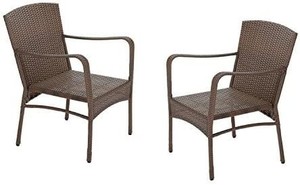 lot 73803 image: W Unlimited Leisure Collection Outdoor Garden Patio TWO CHAIRS ONLY OUT OF 7-PC Dining Furniture Set, Dark Brown
