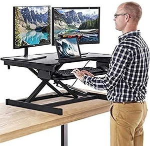 lot 73810 image: FDW Adjustable Height 32 Inches Steel Standing Desk Coverter Stand Up Desk Home Office Computer Desk Workstation,Black (POSSIBLY MISSING HARDWARE)