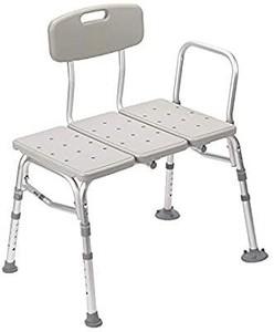 lot 73812 image: Drive Medical Plastic Tub Transfer Bench with Adjustable Backrest (color may vary)