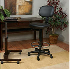 lot 74528 image: Economical Vinyl Adjustable Drafting Chair, Black Vinyl