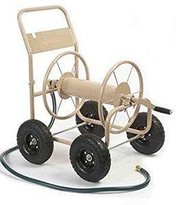 lot 74534 image: Liberty Garden 870-M1-2 Industrial 4-Wheel Garden Hose Reel Cart, Holds 300-Feet of 58-Inch Hose - Tan