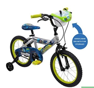 lot 74541 image: Huffy 16 Disneypixar Toy Story Boys Bike, Handlebar Bin, Lime Green 16 Inch
