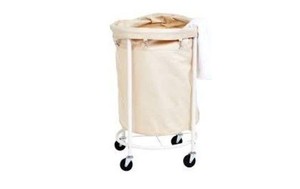 lot 74553 image: AmazonBasics Commercial Round Laundry Hamper Rolling Cart with Removable Basket Liner