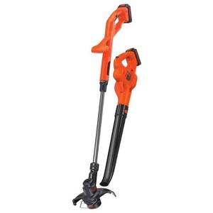 lot 74559 image: 20V Max Lithium 10 String TrimmerSweeper Combo with 2 Batteries LCC222 - Orange - Blackdecker