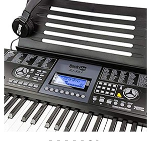 lot 74569 image: Rockjam 561 Electronic 61 Key Digital Piano Keyboard Superkit With Stand, And