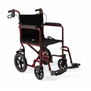 lot 74572 image: Medline Transport Wheelchair with Brakes, Red