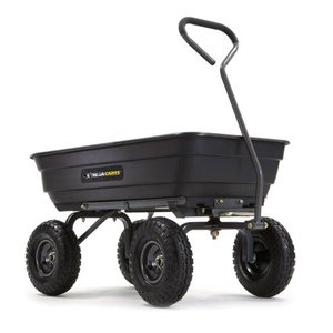 lot 74574 image: Gorilla Carts Poly Garden Dump Cart with Steel Frame and Pneumatic Tires Capacity
