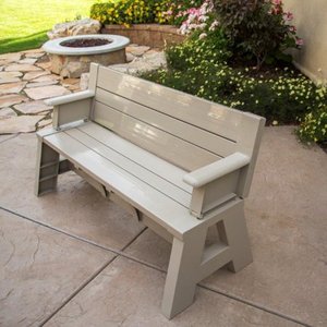 lot 78374 image: Convert-A-Bench Plastic Folding Picnic Table Bench, Multiple Colors