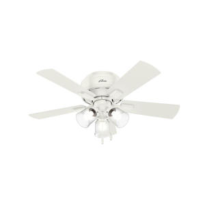 lot 78381 image: Hunter 42 Crestfield Fresh White Ceiling Fan with Light Kit and Pull Chain