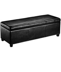 lot 78387 image: First Hill Rectangular Faux Leather Storage Ottoman Bench Large Midnight Black