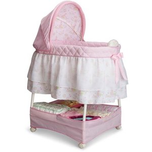 lot 78409 image: Delta Children Disney Gliding Bassinet, Pink Princess
