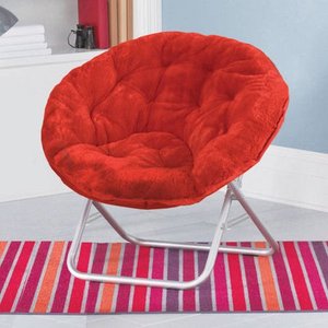 lot 78415 image: Mainstays Faux-Fur Saucer Chair Red