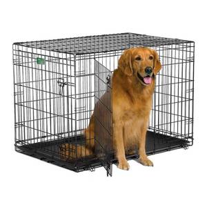 lot 78450 image: Midwest iCrate Double-Door Folding Metal Dog Crate, 42 Inches by 28 Inches by 30 Inches