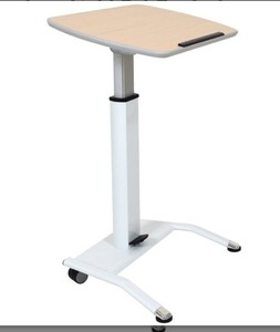 lot 78622 image: Pneumatic Height Adjustable Desk & Lectern- Light Oak Top by Luxor, LX-PNADJ-LW