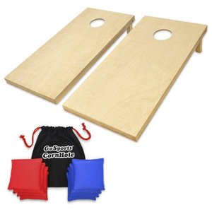 lot 78651 image: GoSports Regulation Size Wooden CornHole Set Includes 8 Premium Bags, WoodNatural