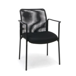 lot 78709 image: OFM Essentials Collection Mesh Back Upholstered Side Chair with Arms, in Black (ESS-8010)