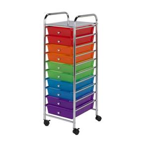 lot 78720 image: Honey Can Do Storage Cart with 10 Drawers and Rollers, Multicolor