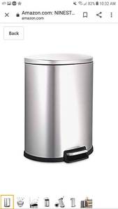 lot 78740 image: Ninestars Amz-sot-50-3 Step-on Trashcan, 13 Gal, Stainless Steel