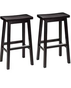 lot 78760 image: Solid Wood Saddle-seat Kitchen Counter Stool Foot Plate 29 Inch,black Set Of 2