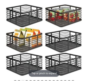 lot 78764 image: Metal Wire Kitchen Pantry Storage Organizer Bins - 12 x 13 x 6