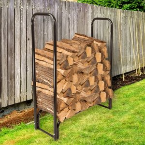 lot 78777 image: Pure Garden Firewood Log Rack, 4 ft. Steel, Black