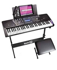 lot 78778 image: Rockjam 561 Electronic 61 Key Digital Piano Keyboard Superkit With Stand