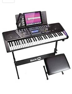 lot 78780 image: Rockjam 561 Electronic 61 Key Digital Piano Keyboard Superkit With Stand