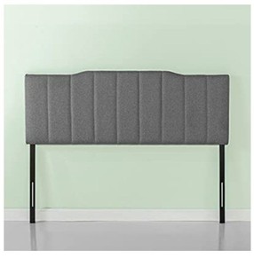 lot 78799 image: Zinus Satish Upholstered Channel Stitched Headboard In Grey Queen