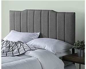 lot 78800 image: Zinus Satish Upholstered Channel Stitched Headboard In Grey Queen