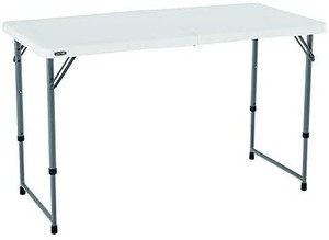 lot 73851 image: Lifetime Height Adjustable Craft Camping and Utility Folding Table, 4 ft, 448 x 24, White Granite