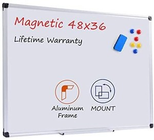 lot 73852 image: Magnetic Dry Erase White Board 48 x 36 Inches, Board2by 4 x 3 Whiteboard (BACK IS CRACKED SEE PICTURES)