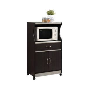 lot 73855 image: Hodedah Microwave Kitchen Cart in Chocolate Gray