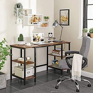 lot 73856 image: VASAGLE ALINRU Computer Desk, 54 Inch Writing Desk with 4 Shelves, Spacious Storage, for Home Office, Industrial Style, Rustic Brown and Black ULWD54X
