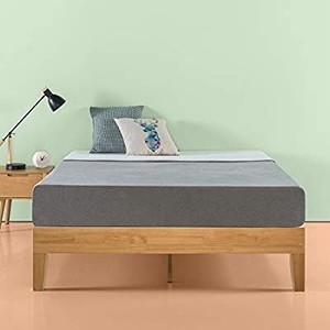 lot 73858 image: Zinus Moiz 14 Inch Deluxe Solid Wood Platform Bed  No Box Spring Needed  Wood Slat Support  Natural Finish, Full