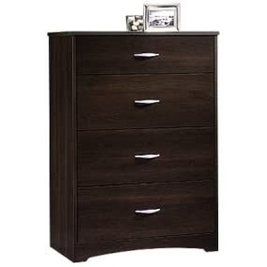 lot 73861 image: Sauder Beginnings 4 Drawer Dresser, Cinnamon Cherry finish