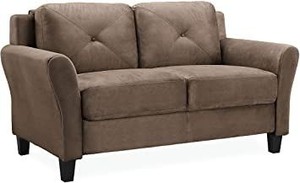 lot 73864 image: Lifestyle Solutions Collection Grayson Micro-fabric Loveseat, 57.87 x 32 x 32.68, Brown (RIPS IN FABORIC SEE PICTURES)