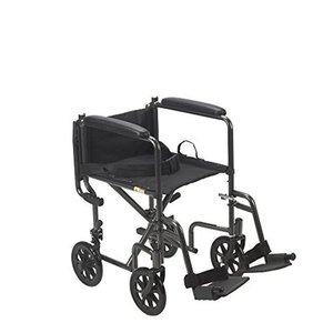 lot 73874 image: Drive Medical TR37E-SV Lightweight Steel Transport Wheelchair, Fixed Full Arms,17-Inch Seat