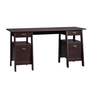 lot 73887 image: Sauder Stockbridge Executive Trestle Desk, Jamocha Wood Finish