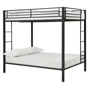 lot 73888 image: DHP Full Over Full Metal Bunk Bed, Sturdy Frame with Metal Slats, Black