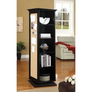 lot 73893 image: Coaster Home Furnishings Coaster Casual Black Accent Cabinet with Storage Shelves, Cork Board, and Mirror