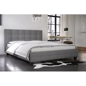 lot 73907 image: DHP Rose Linen Upholstered Platform Bed, Gray, Queen
