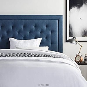 lot 73908 image: LUCID Bordered Upholstered Headboard with Diamond Tufting, KingCalifornia King, Cobalt