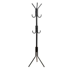 lot 73920 image: Mind Reader Standing Metal Coat Rack Hat Hanger 11 Hook for Jacket, Purse, Scarf Rack, Umbrella Tree Stand, Black
